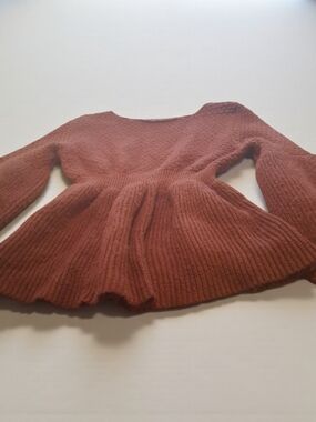 Women's Rust Peplum Knit Sweater